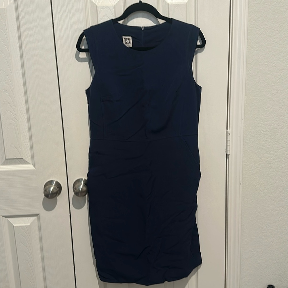 Navy Sheath Anne Klein Dress with pockets